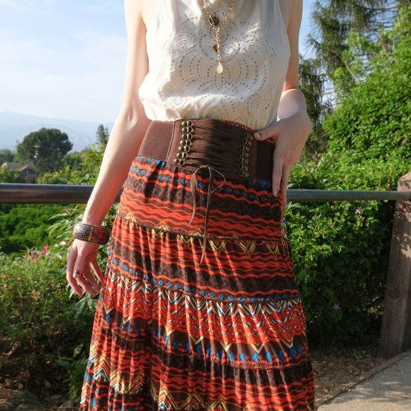 Boho skirt with belt - Picture 4 of 5